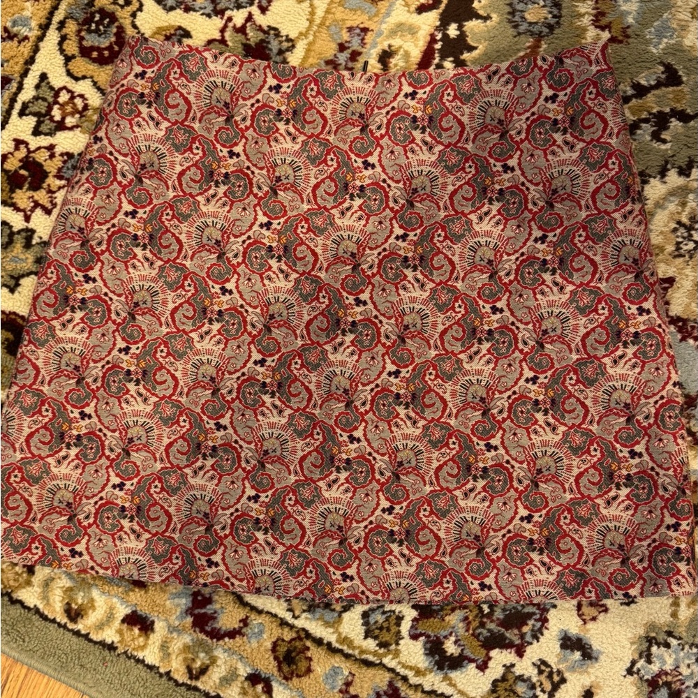 Vintage Tory Burch Red and Black Paisley Brocade Mini Skirt